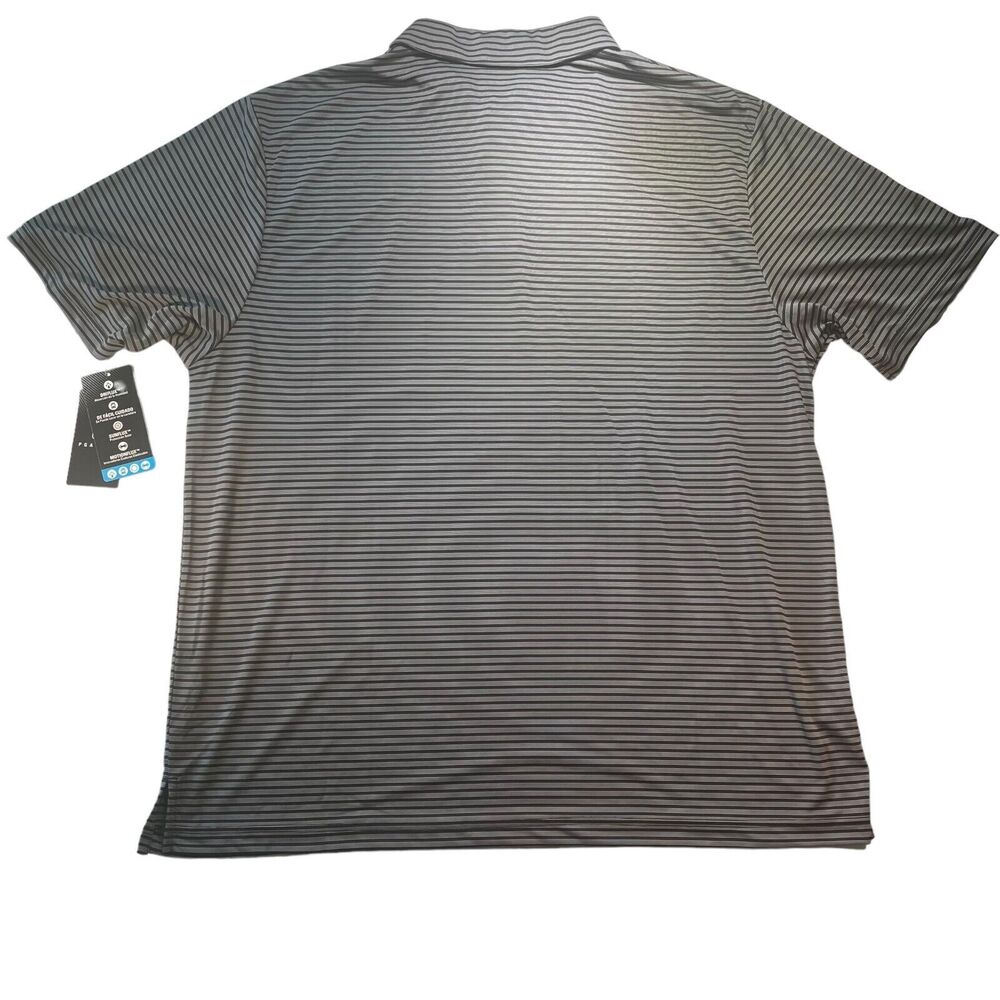 NWT PGA TOUR Mens Golf Shirt Black Stripe Polo Driflux Sunflux Motionflux 2XL - Picture 2 of 12